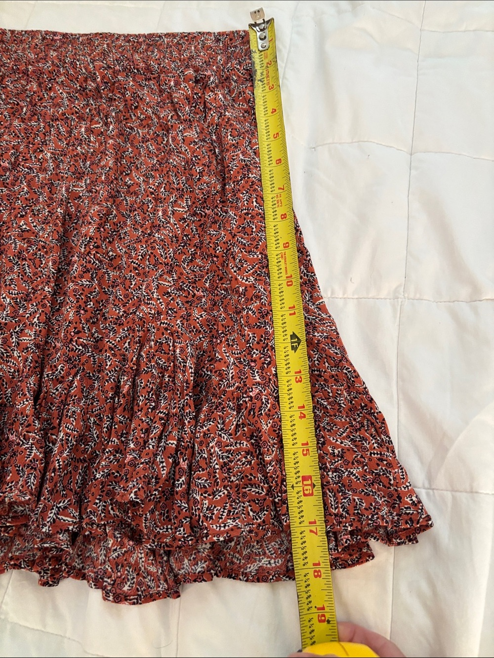 LOFT Rust Floral Ruffled Mini Skirt - Picture 6 of 7